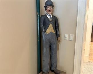 Antique Wood Charlie Chaplin Statue