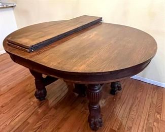 Antique Wooden Table With Two Leaves