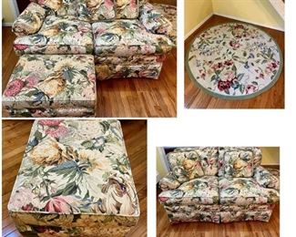 Floral Carpet, Loveseat and Foot Rest