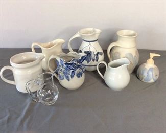 (7) Pitchers and Soap Dispenser