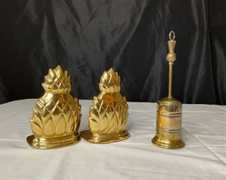 Brass-Like Butler's Brush and Bookends