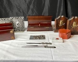 (2) Bookend Sets, Bombay Company Desk Organizer, Letter Openers, and More