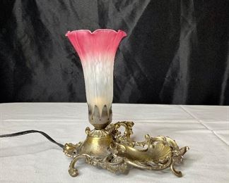 Glass and Metal Tulip Lamp