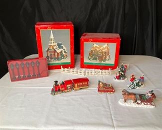 (2) Lighted Christmas Houses and Accessories