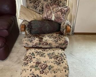 Upholstered Rocker and Ottoman