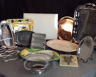 Ceramic and Silver Plated Serving Trays