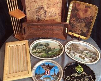 Wood and Tin Serving Trays
