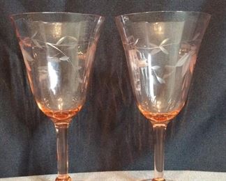 Pink Depression Ware Wine Glasses