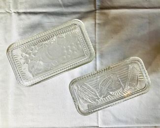 (2) Vintage Federal Glass Rectangle Dishes with Lids