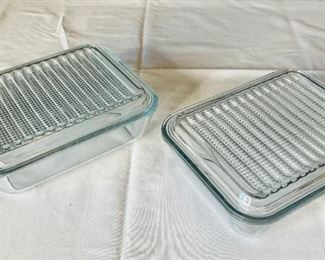 (2) Vintage Marinex Covered Glass Dishes