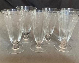 (6) Sasaki Bamboo Etched Goblets