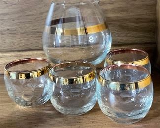 Cocktail Pitcher and (4) Roly Poly Glasses
