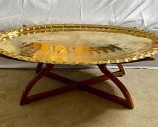 Brass Tray Top Accent Table