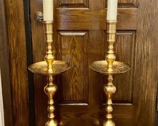 (2) Extra Large Brass Candle Holders
