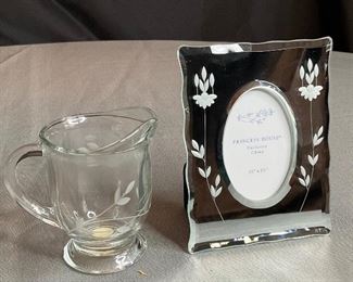 NEW Princess House Mini Crystal Pitcher and Crystal Frame
