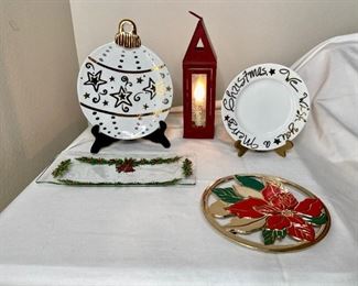 Christmas Lantern and Decorative Plates