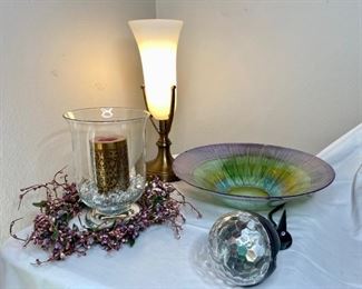 Mid Century Table Lamp, Large Glass Bowl with Candle and More