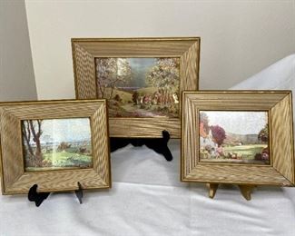 (3) Vintage 1950's Metallic Foil Prints