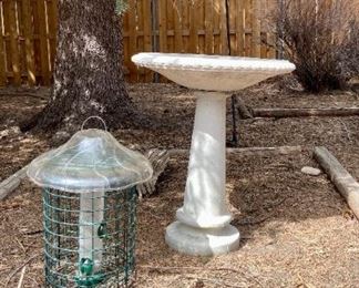 Bird Bath, Feeder, and Shepherds Hook