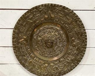 Brass Mayan Calender Wall Disc, 20in diameter