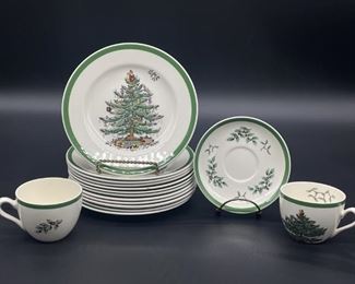 (15) Spode Christmas Tree Dishes from England