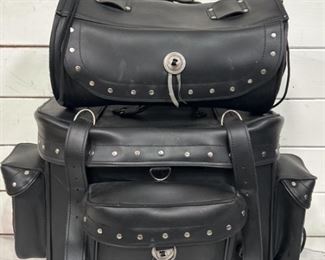(3) Leather Motor Cycle Bags