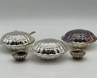 (5) Silverplate: 3-Clam Shell Caviar/Butter Dishes