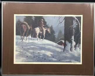 Framed Western Print, Hand Signed by Artist