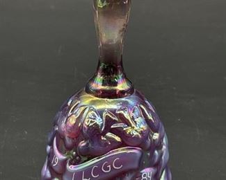 Vintage Carnival Glass Bell Marked LLCGC 1984