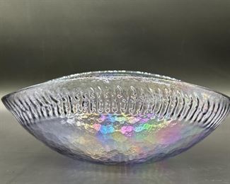 Murano Iridescent Purple Art Glass Oval Bowl