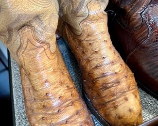 Vintage Ostrich Skin Cowboy Boots