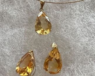 14KT CITRINE NECKLACE AND EARRINGS 