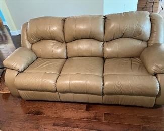 DOUBLE RECLINING LEATHER SOFA 