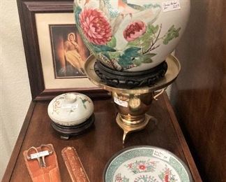 Asian style plate and urn