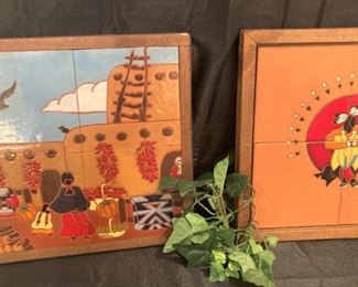 Mounted Southwestern tile art from New Mexico