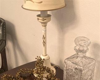 Vintage metal toleware lamp