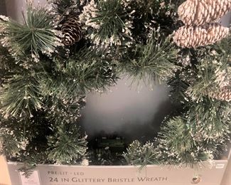 24" glittery bristle wreath