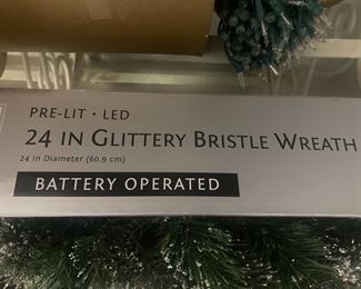 24" glittery bristle wreath