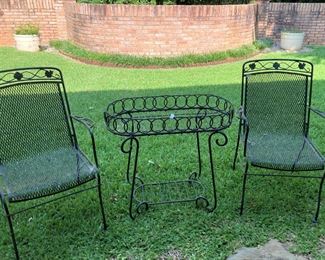 Patio chairs and planter