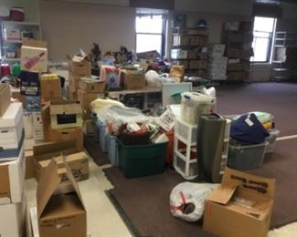 Bins and Boxes full of of home goods, home  and holiday decor 