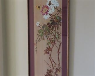 Framed Asian artwork. 