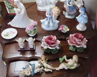 Cappo Di Monte candles, Lladro, Bavarian porcelain.