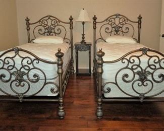 Pair of metal twin beds