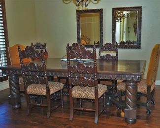 Large custom dining table and 8 chairs