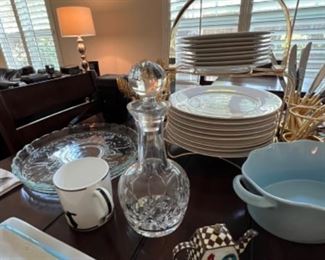 China and glass, gold silverware