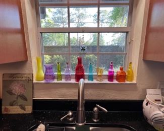 Colored glass in kitchen window 