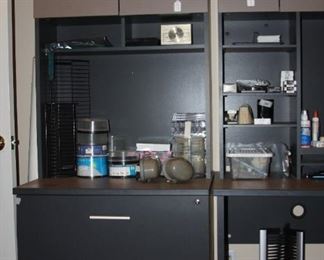 2 - corner unit workstation desk - one with book shelf