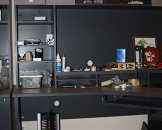 2 - corner unit workstation desk - one with book shelf