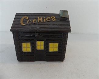 Vintage Fred Roberts Co. Log Cabin Cookie Jar