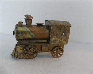 Vintage Hammered Copper Train Engine Music Box - Plays "I've Been Working on the Railroad"